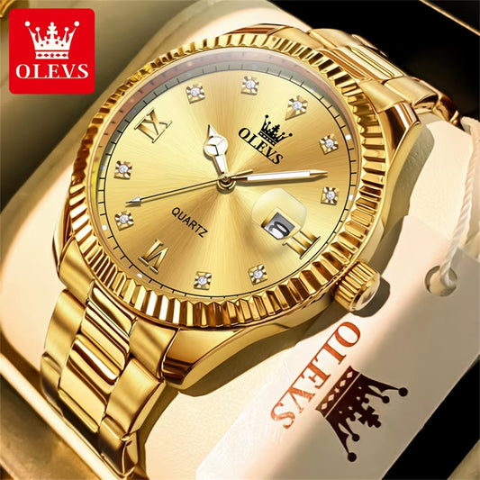 3623 Men'S Original Quartz Watch Brand Classic Watch Luxury Gold Stainless Steel Business Men'S Watch Date Reloj Hombre