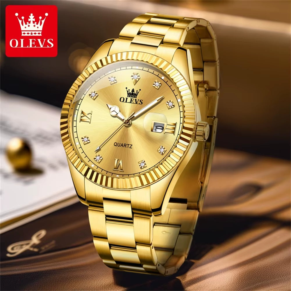 3623 Men'S Original Quartz Watch Brand Classic Watch Luxury Gold Stainless Steel Business Men'S Watch Date Reloj Hombre