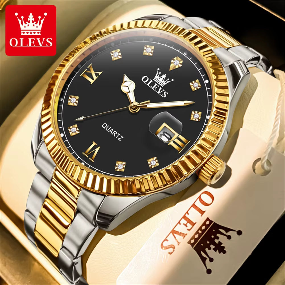 3623 Men'S Original Quartz Watch Brand Classic Watch Luxury Gold Stainless Steel Business Men'S Watch Date Reloj Hombre