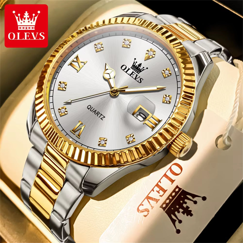 3623 Men'S Original Quartz Watch Brand Classic Watch Luxury Gold Stainless Steel Business Men'S Watch Date Reloj Hombre