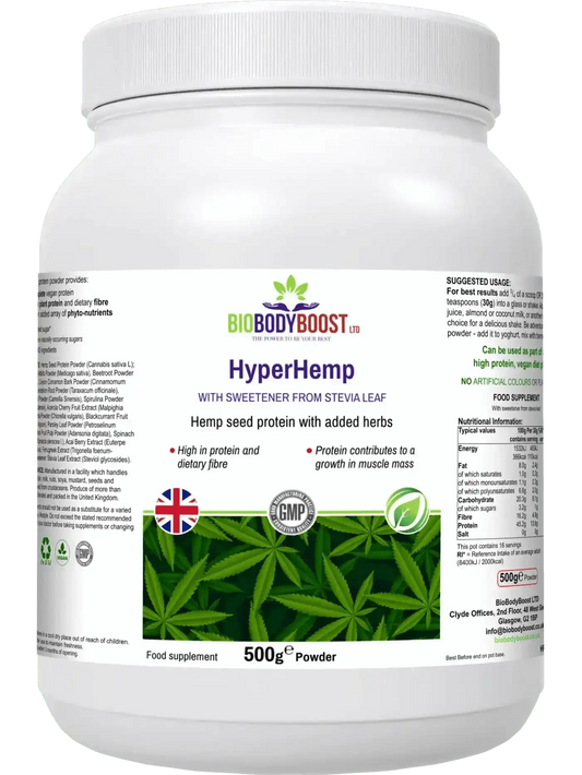 HyperHemp Vegan Hemp Protein Powder – 500 g | Plant‑Based, High Protein, UK‑Made-0