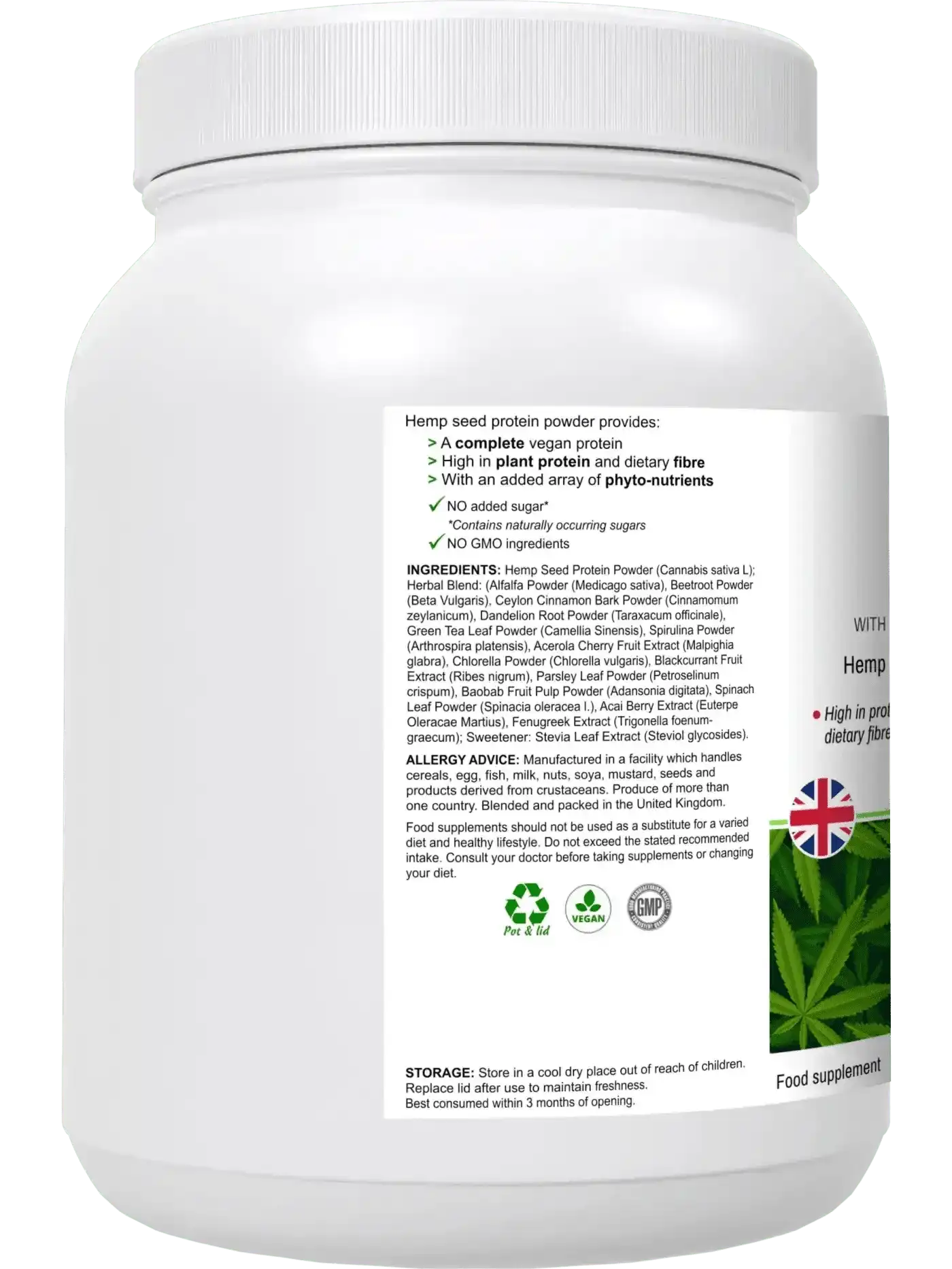 HyperHemp Vegan Hemp Protein Powder – 500 g | Plant‑Based, High Protein, UK‑Made-2